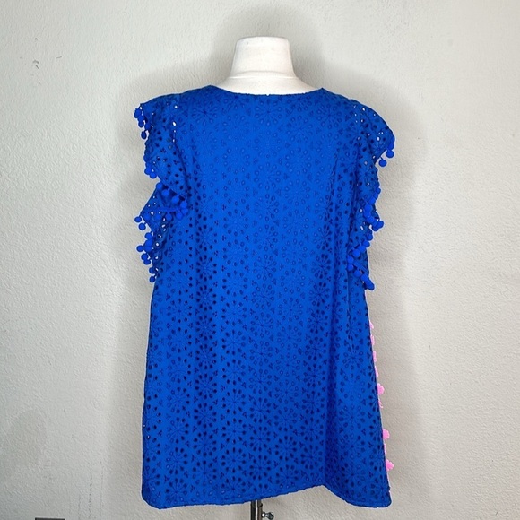 Lillly Pulitzer Eyelet Short Sleeve Mini Dress Blue Size Large - Picture 6 of 9